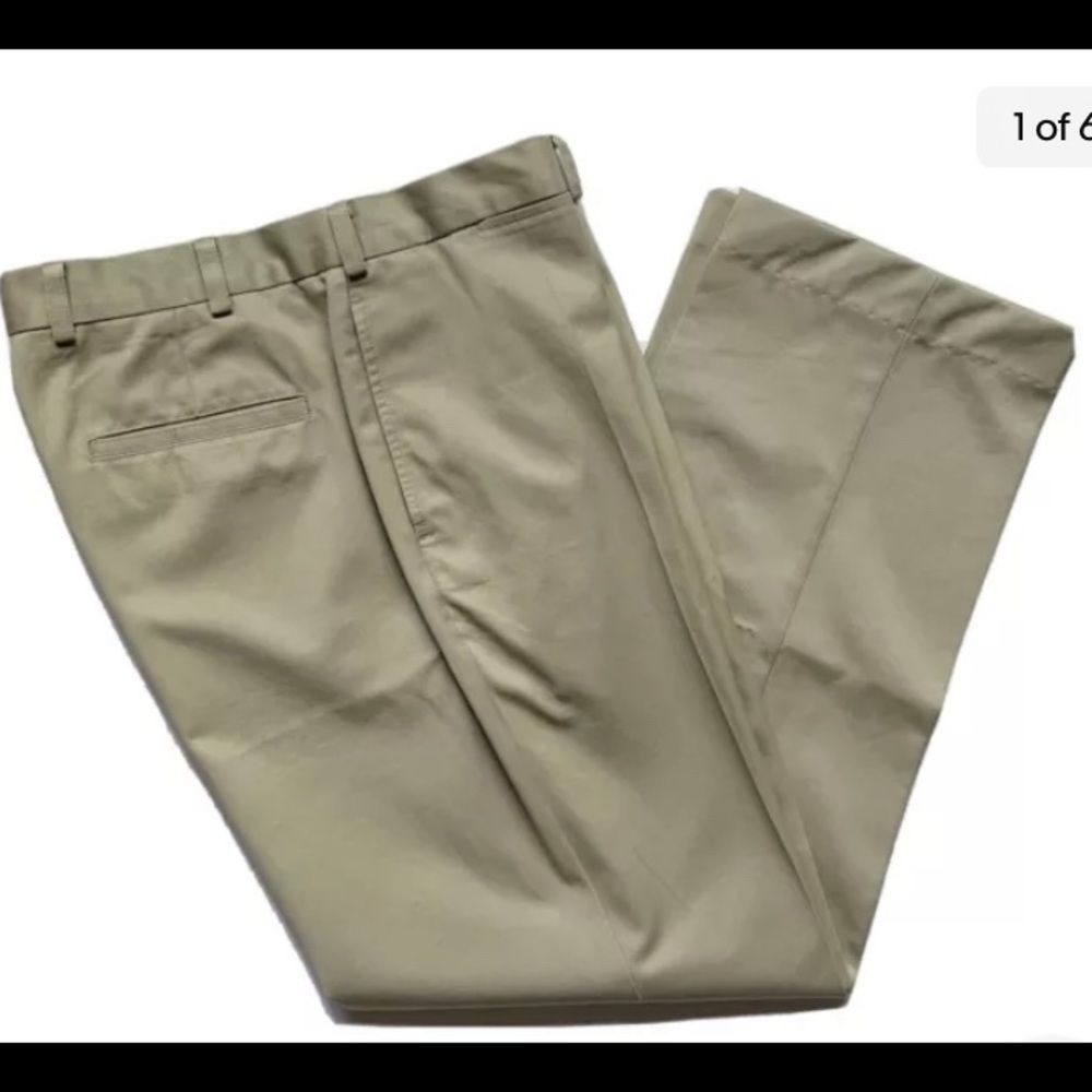 Orvis Chino Pants Mens 34x30 Khaki Excellent Flat Front Cotton Twill Trousers